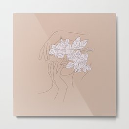 Abstract woman Metal Print | Digital, Lineart, Womanflowers, Lineartabstract, Abstract, Onelineart, Abstractportraits, Curated, Roses, Nudeccolors 