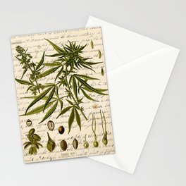 Marijuana Cannabis Botanical on Antique Journal Page Stationery Card