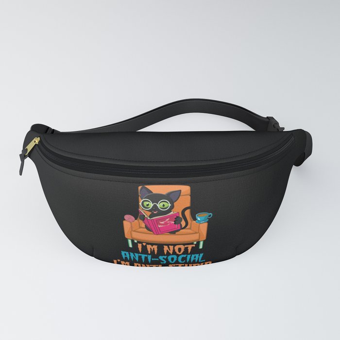 Cat Anti Stupid Book Lover Book Reading Bookworm Fanny Pack