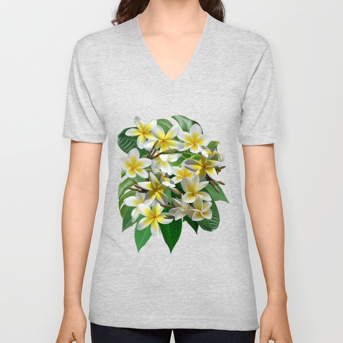 Plumeria Flowers V Neck T Shirt