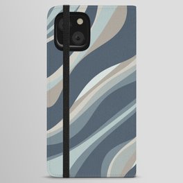 Trippy Dream Minimalist Abstract Pattern 2 in Neutral Blue Gray Tones iPhone Wallet Case