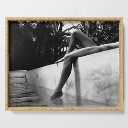 Dip your toes into the water, female form black and white photography - photographs Serving Tray