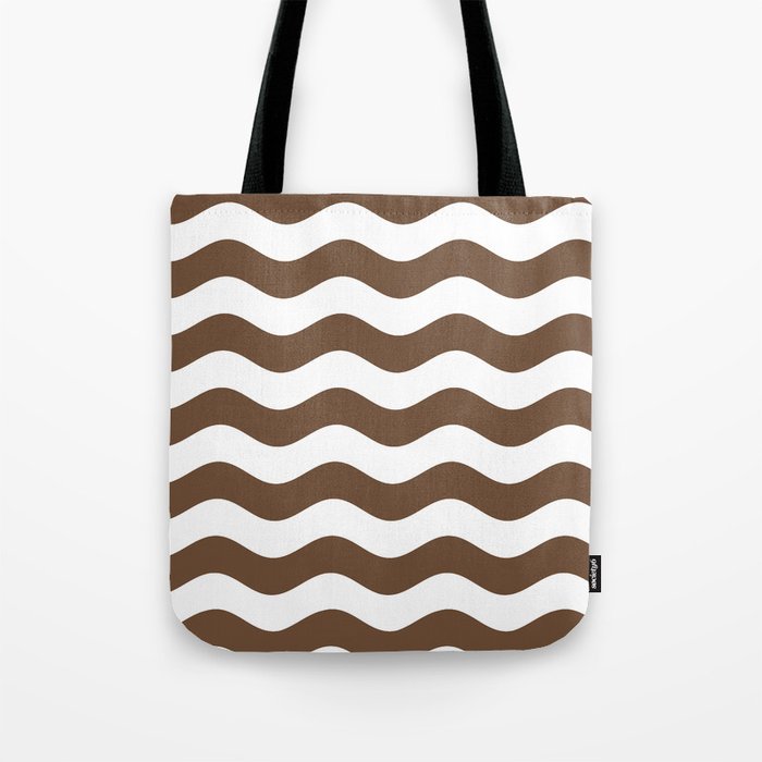 Wavy Stripes (Coffee/White) Tote Bag