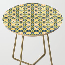 Cheerful Retro Modern Kitchen Tile Mini Pattern Navy, Orange and Yellow Side Table