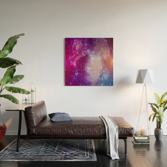 Pink Galaxy Painting Wood Wall Art By Newburydesigns