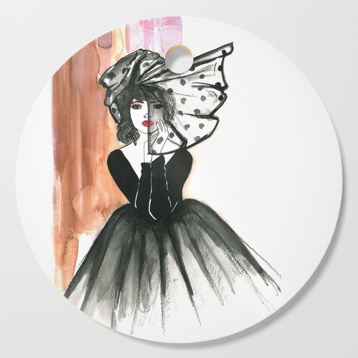 Black Hat Fashion illustration  Cutting Board