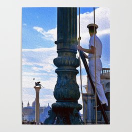Venezia - Navy Marine hoist a Flag Poster