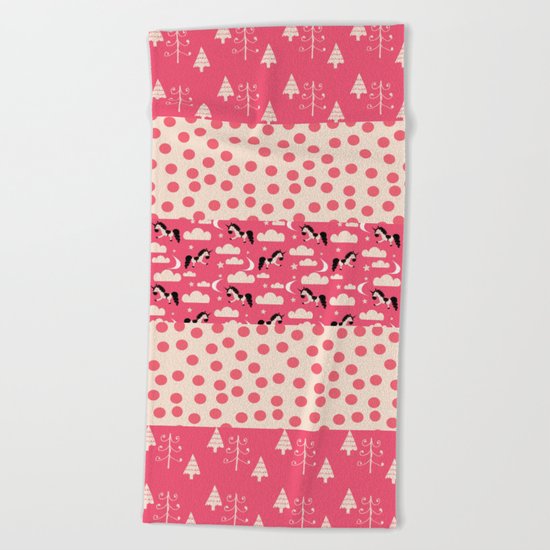 Unicorn Pink patchwork Beach Towel