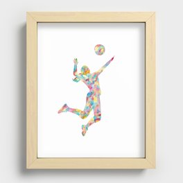 Girl volleyball players art game play sport print watercolor Recessed Framed Print
