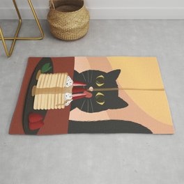 Carb Fiend aka Hungry Cat Eating Pancakes Rug