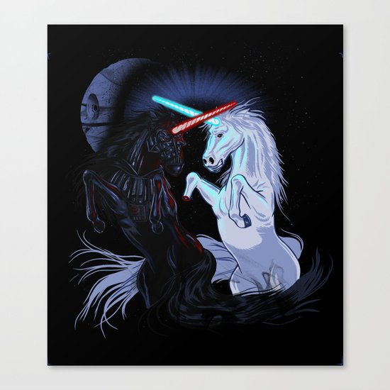 Starwars with unicorns (black) Canvas Print
