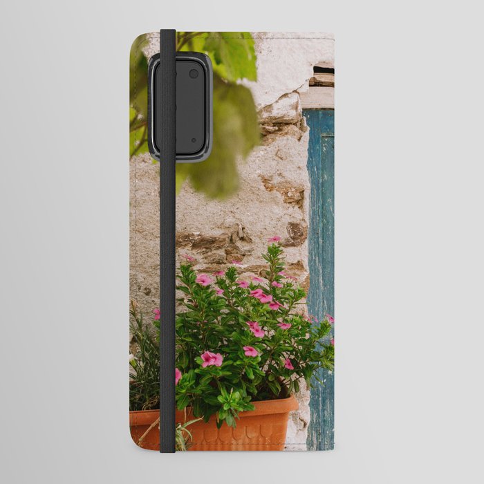Greek Blue Painted Door | Still Live on the Greek Islands | Street and Travel Photography Android Wallet Case