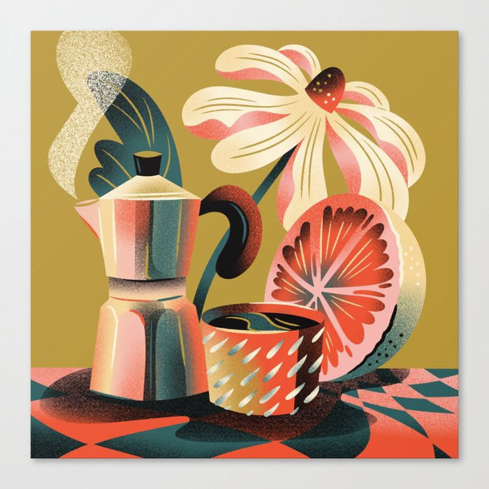 Coffee & Grapefruit Canvas Print