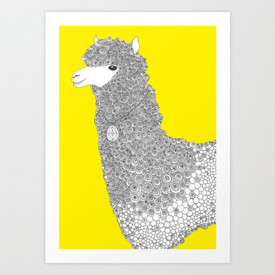 Yellow-Alpaca Art Print