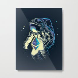 Space Ethereum - Navy Version Metal Print | Aliens, Ether, Cosmos, Drawing, Popculture, Space, Bitcoin, Blockchain, Money, Cosmonaut 