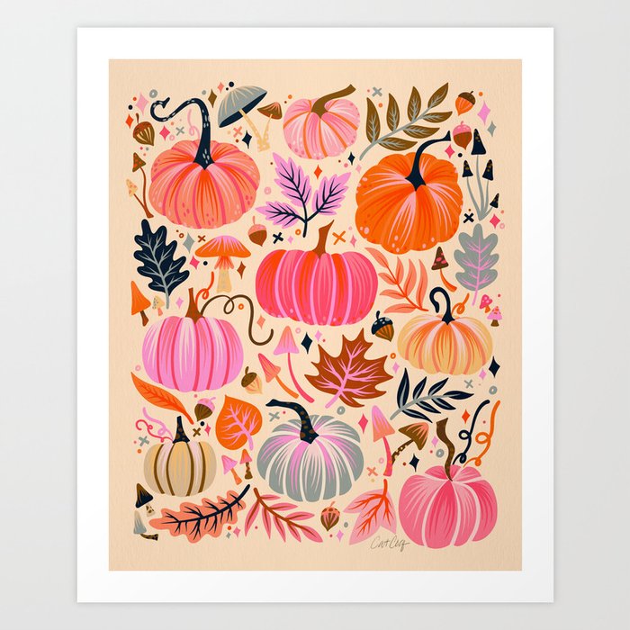Pumpkin Confetti – Rainbow on Cream Art Print