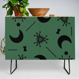 Moons & Stars Atomic Era Abstract Forest Green Credenza