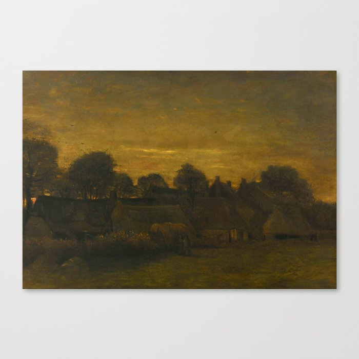  Farming Village at Twilight (1884) - Vincent Van Gogh Canvas Print