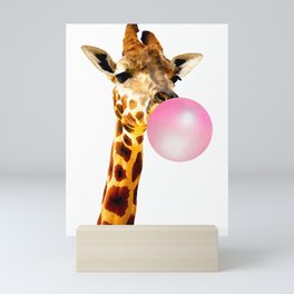 Giraffe Chewing Gum Mini Art Print