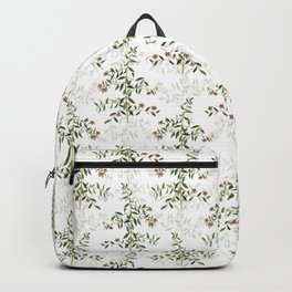 Vintage Goji Berry Branch Botanical Pattern on White (X14X 001) Backpack