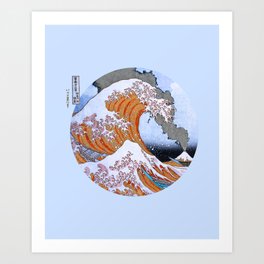 Great Wave off Kanagawa Mt Fuji Eruption Art Print