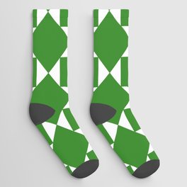 Green Square Pattern Socks