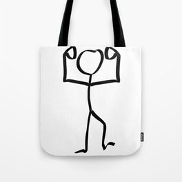 Stickman Figure Winner Illustration, One Line Drawing Figure, Success Symbol,  Tote Bag