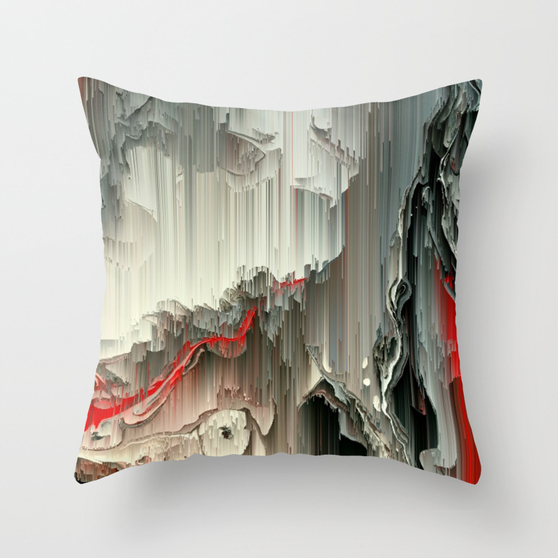Digital Art Fluid Acrylic Painting Black Silver Red Waterfall