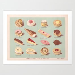 Vintage French Pastries Art Print