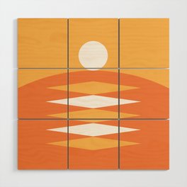 Abstract Geometric Sunrise 15 in Yellow orange Wood Wall Art
