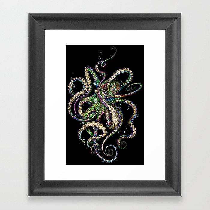 Octopsychedelia (black) Framed Art Print