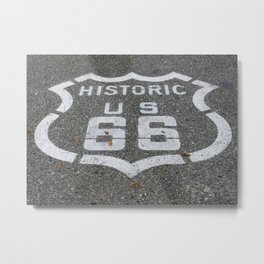 Route 66 sign on the road Metal Print