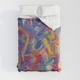 Graffiti Abstract Neo-Expressionism Creatures by Emmanuel Signorino Duvet Cover