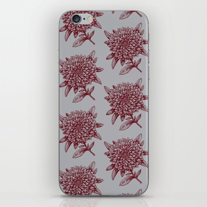 Elegant Flowers Floral Nature Red Gray Grey iPhone Skin