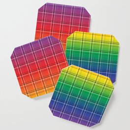 65 MCMLXV LGBT Rainbow Ombre Plaid Pattern Coaster