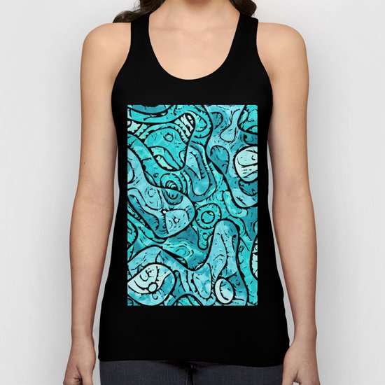 Abstract Shades of Blue Unisex Tank Top