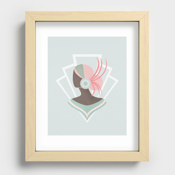Art Deco lady with pink hair Recessed Framed Print