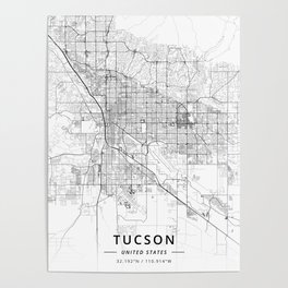 Tucson, United States - Light Map Poster