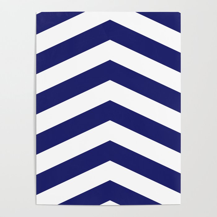 Navy and White Chevron Stripes Poster