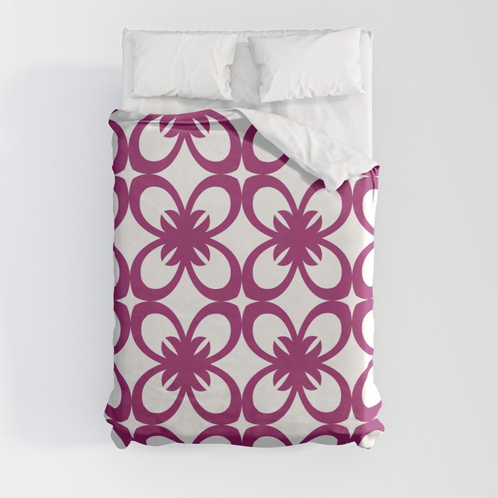 Magenta and White Minimal Floral Flower Pattern - Colour of the Year 2022 Orchid Flower 150-38-31 Duvet Cover