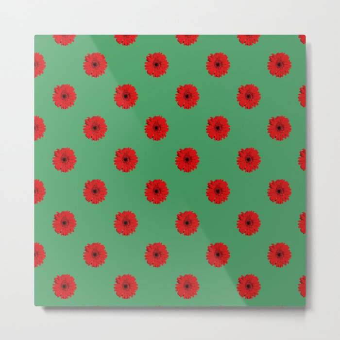 Pixel Art Flower Red Metal Print