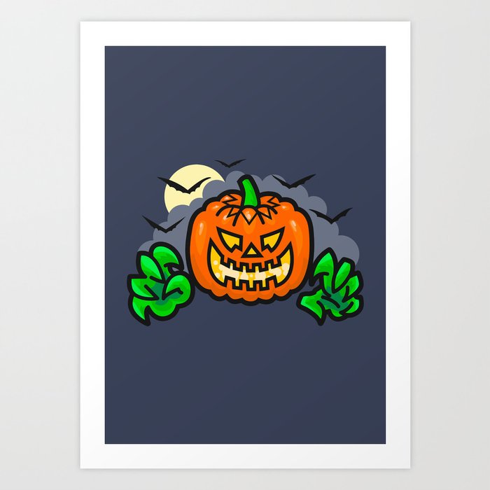 Varsity Pumpkinhead Art Print | Graphic-design, Digital, October, Vector, High-school, Spooky, Halloween, Pumpkin, Jack-o-lantern, Varsity