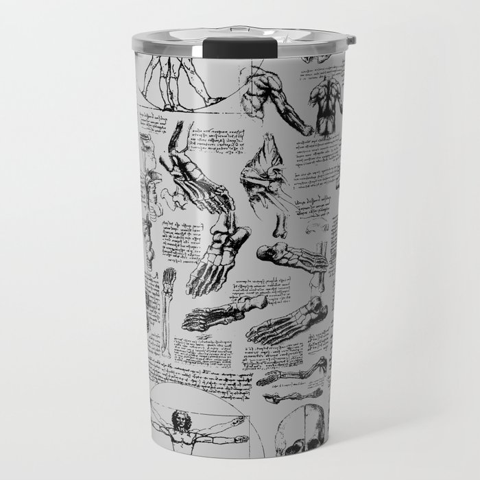 Da Vinci's Anatomy Sketchbook // Silver Travel Mug