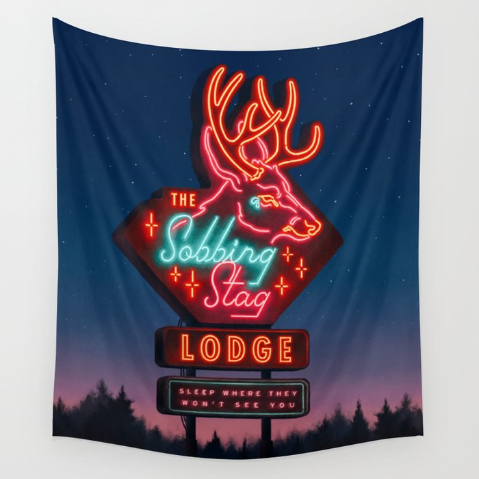 The Sobbing Stag Lodge Wall Tapestry by dappermouth