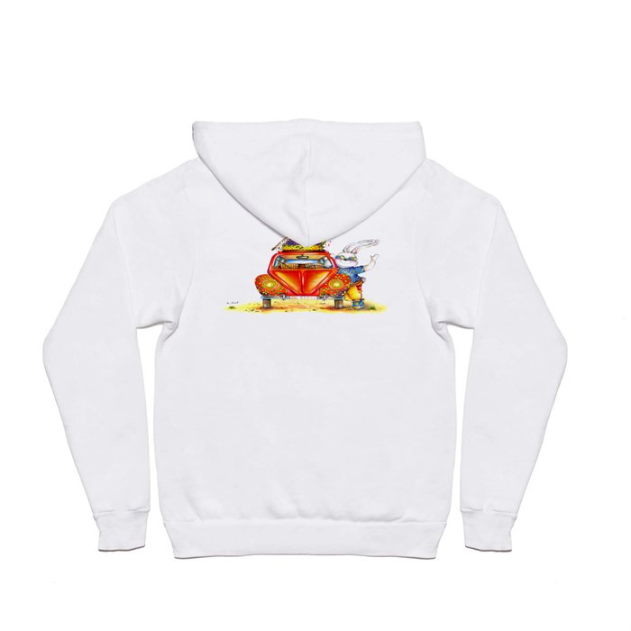 Funny rabbit with a car. Rabbit journey Hoody