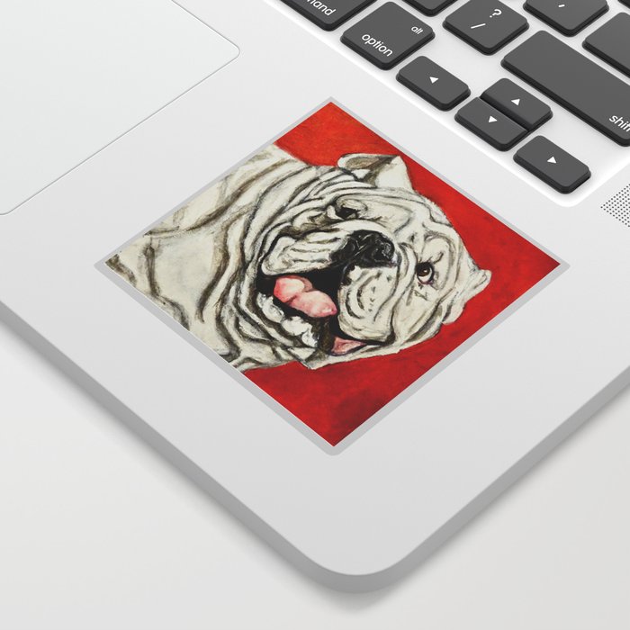 Uga the Bulldog Painting - Red Background Sticker