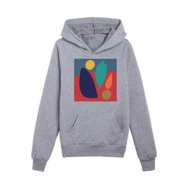 Contemporary Abstract Shapes in Saturated Earthy Hues Kids Pullover Hoodies