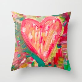 Heart & Love Painting. Comforting & Vibrant Art on Canvas. Throw Pillow
