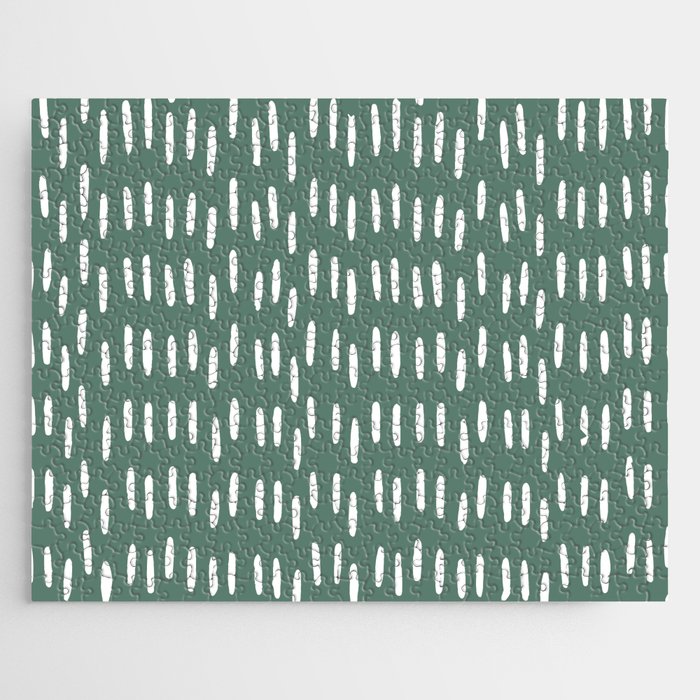 Boho Raindrops on Dark Green Jigsaw Puzzle