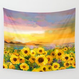 Sunflower art Wall Tapestry